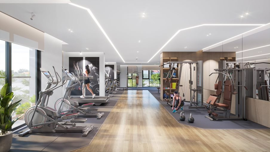 Khu tập gym hiện đại trong nhà giúp nâng cao sức khỏe, nâng tầm chất lượng sống cho cư dân TC3. Ảnh phối cảnh